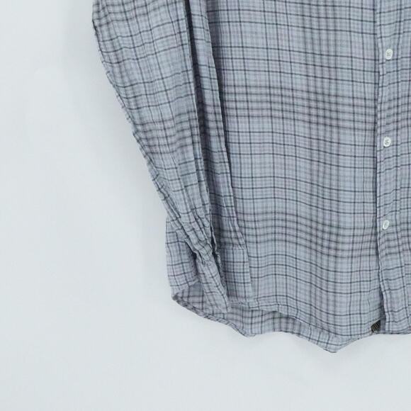 Billy Reid Shirt Mens Large‎ Plaid Gray Blue Standard Long Sleeve Casual Preppy - Picture 7 of 16